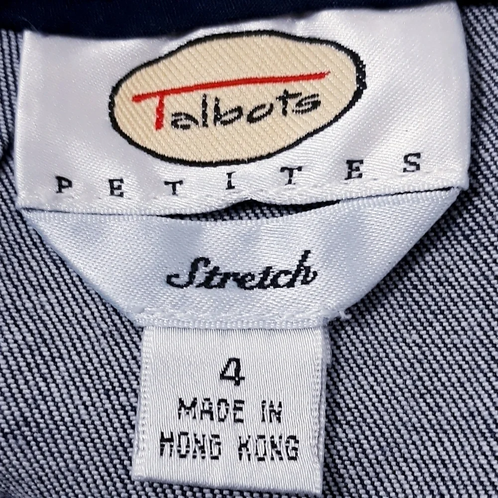 Talbots Stretch Cotton Denim Blue with Back Zipper Skirt Size 4